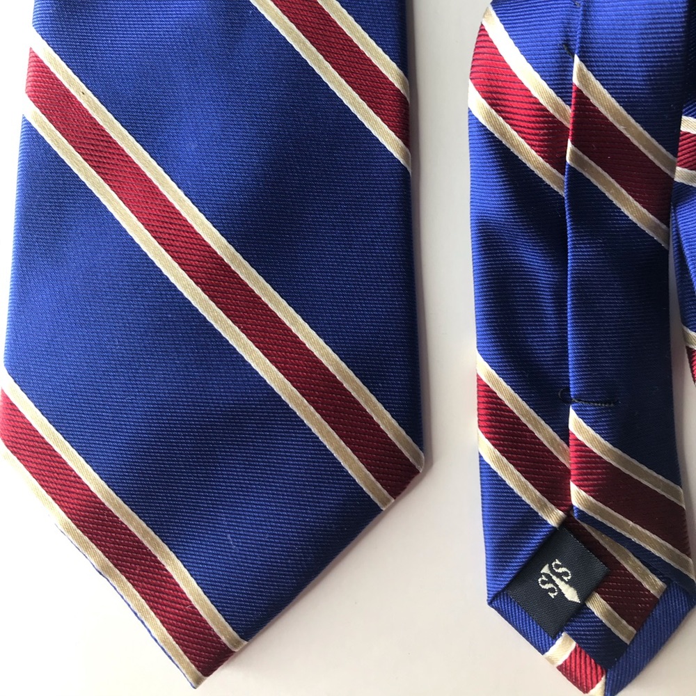 Blue & Red striped tie with cream & white stripes
